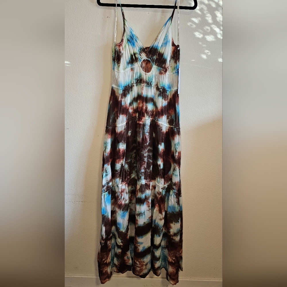 Young Fabulous & Broke Blue/Brown Tie Dye Silk Sundress S NWT